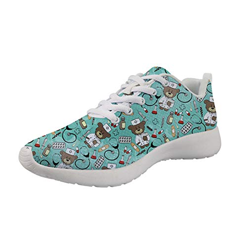 Coloranimal Lace-up Fashion Sneakers Kawaii Cartoon Krankenschwester Bär Muster Go Easy Walking Wohnungen Athletisch Gut belüftete Lightweight Wohnungen EU Größe 39 von Coloranimal