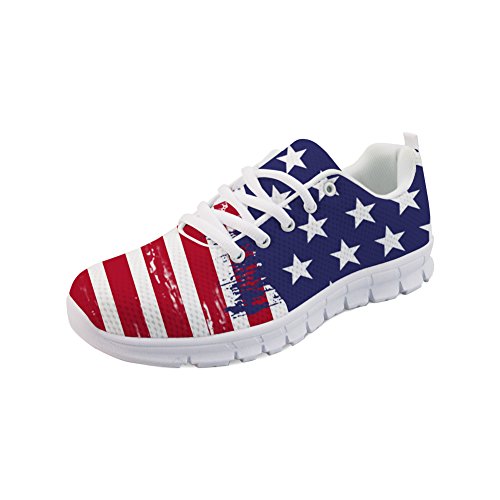 Coloranimal Leichte Laufschuhe, Laufschuhe, Jogger-Sneakers, amerikanische Flagge, bedruckt, Schnürschuhe, - US-Flagge - Größe: 41 EU von Coloranimal