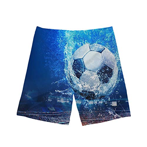 Coloranimal Little Boy 3D Fire Water Fußball Strand Badeshorts Badehose Schnell trocknend Boardshorts 5-14Y Gr. 11-12 Jahre, Fußball 02 von Coloranimal