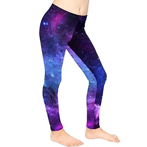 Coloranimal Mädchen-Leggings, volle Länge, Mädchen, Yoga-Leggings, hohe Taille, Sporthose, lässige Strumpfhose, Hose für Kinder, Alter 4-13 Jahre, Galaxy, 10-11 Jahre von Coloranimal