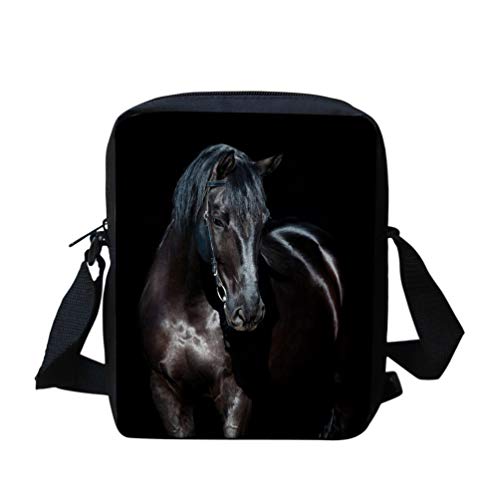 Coloranimal Moderner, modischer und origineller bedruckter kleiner Messenger Bag für Kinder, Schwarzes Pferd, Einheitsgröße von Coloranimal