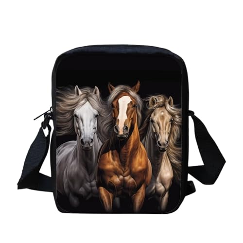 Coloranimal Süße Umhängetasche für Hunde und Katzen, Denim-Druck, 3 Pferde, Einheitsgröße von Coloranimal