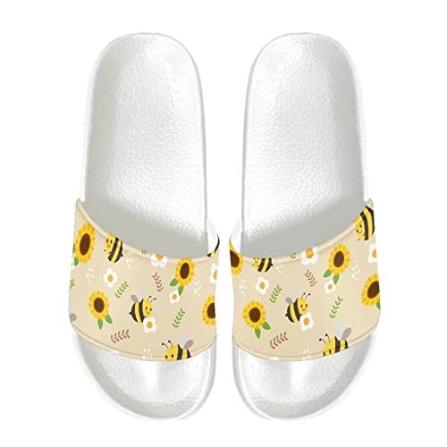 Coloranimal Niedliche Sonnenblume Biene Slider Hausschuhe für Frauen Männer Leichtes Nicht Rutschen Flache Weiche Sohle Strandsandale Duschschuhe EU 37 von Coloranimal