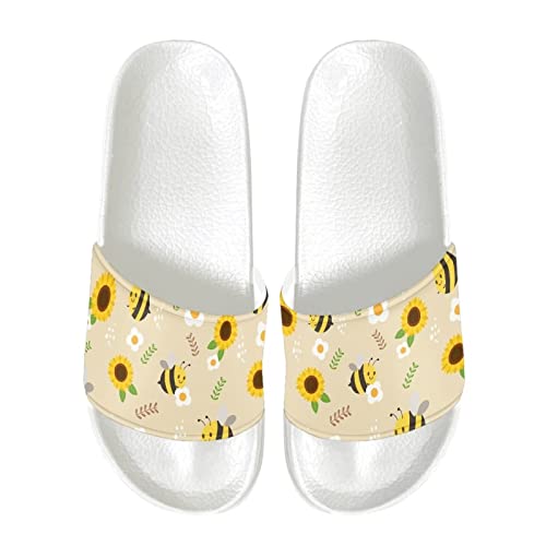 Coloranimal Niedliche Sonnenblume Biene Slider Hausschuhe für Frauen Männer Leichtes Nicht Rutschen Flache Weiche Sohle Strandsandale Duschschuhe EU 42 von Coloranimal