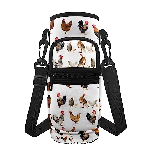 Coloranimal Niedliche Wasserflaschentasche mit Hahn, isolierte Wasserflasche, Tragetasche, Schultertaschen mit 2 Taschen, für Kinder, Jugendliche von Coloranimal