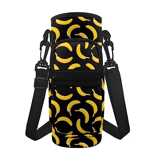 Coloranimal Niedliches Bananenmuster Sportflaschen-Tragetasche für isolierte Wasserflaschen-Tragetasche, Schultertasche mit Handyfach und verstellbarem Schultergurt für Kinder von Coloranimal