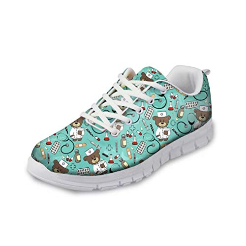 Coloranimal Outdoor Wandern Walking Sneakers Lustige Krankenschwester Krankenschwester Muster Air Mesh Leichte Straßenlaufschuhe für Teenager Mädchen Jungen Unisex Gut belüftet Größe EU35 von Coloranimal