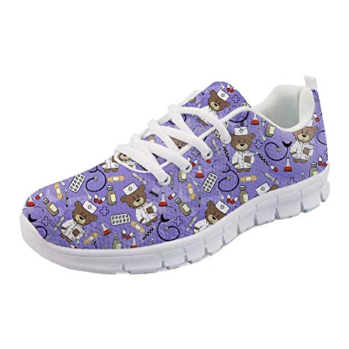 Coloranimal Purple Pediatrics Krankenschwester Puzzle Running Jogging Sneakers für Frauen Mädchen Go Easy Walking Flats Lässige DailyShoes Air Mesh Leichte Tennisschuhe Größe EU39 von Coloranimal