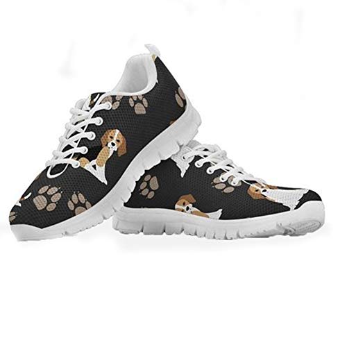 Coloranimal Road Running Jogging-Sneakers für Frauen Leichte Mesh-Flache Schuhe Kawaii Animal Beagle Design rutschfeste Schnürschuhe Lässige DailyShoes EU-Größe 39 von Coloranimal