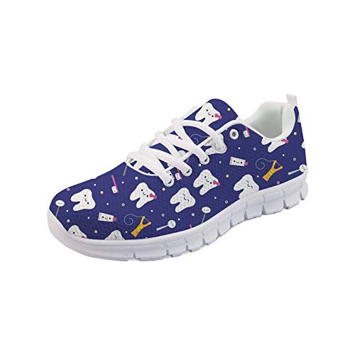 Coloranimal Road Running Jogging Turnschuhe Damen Air Mesh Leichtes, gut belüftetes, rutschfestes Tennnis Schuhwerk Lila Zahnarzt Design Komfortable Wohnungen EU39 von Coloranimal