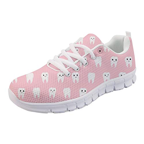 Coloranimal Road Running Turnschuhe für Frauen Mädchen Gut belüftete Wohnungen Niedliche Cartoon Zahnarzt Muster rutschfeste Go Easy Walking Wohnungen Casual DailyShoes Tennisschuhe EU Größe 38 von Coloranimal