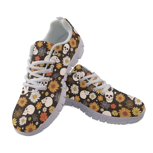 Coloranimal Schädel Muster Schuhe für Frauen,Leichte Wanderschuhe Trainer Laufschuhe,Daisy Blume Spinne Web Print EU 38 von Coloranimal