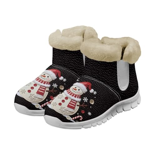 Coloranimal Schneestiefel für Damen, lässig, Winterstiefel mit weichem Plüsch, hält warm, Winterschuhe, modische Wanderstiefel, Süße Schneemänner Zuckerstange, 36.5 EU von Coloranimal