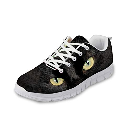 Coloranimal Schnür-Luftkissen Sport Turnschuhe für Damen Damen Cool Black Cat Pattern Schnür Casual DailyShoes Running Flats EU41 von Coloranimal