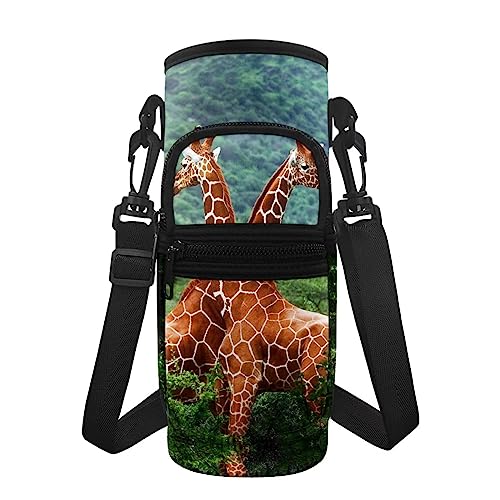 Coloranimal Schöne Giraffen-Wasserflaschen-Pflegetasche, Halterung, isolierte Flaschentasche, Schultertasche für Jungen, Mädchen, Kinder, Sport von Coloranimal