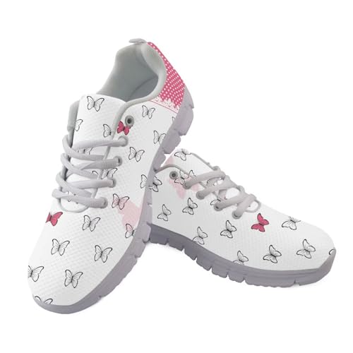 Coloranimal Sneakers für Damen, Wanderschuhe, Damen-Turnschuhe, Workout, Fitnessstudio, Sport-Sneaker, Fitness-Turnschuhe mit rutschfester Sohle, Pink White Butterfly, 41 EU von Coloranimal