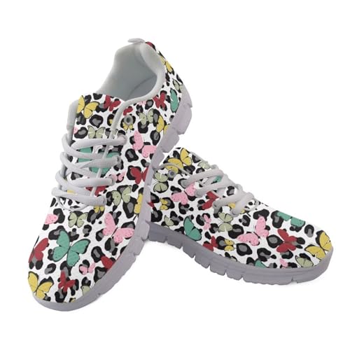 Coloranimal Sneakers für Damen, Wanderschuhe, Damen-Turnschuhe, Workout, Fitnessstudio, Sport-Sneaker, Fitness-Turnschuhe mit rutschfester Sohle, Regenbogen Schmetterling Leopard, 36 EU von Coloranimal