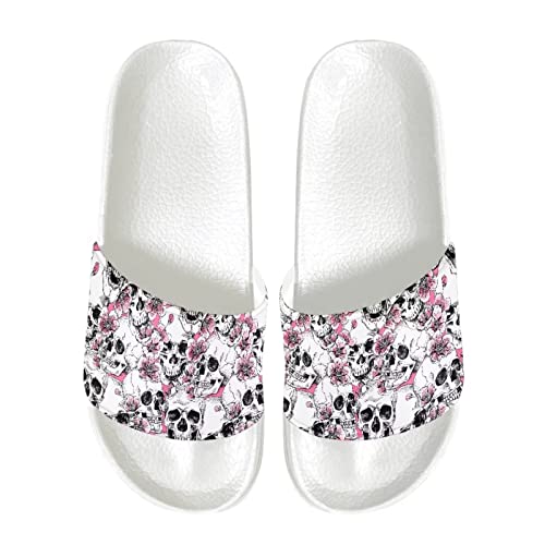 Coloranimal Unisex Frauen Slipper Schädel Männer Sandale Skelett Blume Frauen Slip On Flache Slide Sandalen für Strand Baden EU 43 von Coloranimal