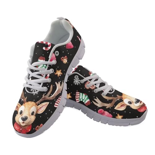 Coloranimal Weihnachten Rentier Frauen Schuhe Schnürung Slip auf Sneakers Komfort Casual Low Top Schuhe für Frohe Weihnachtsfeier EU 39 von Coloranimal