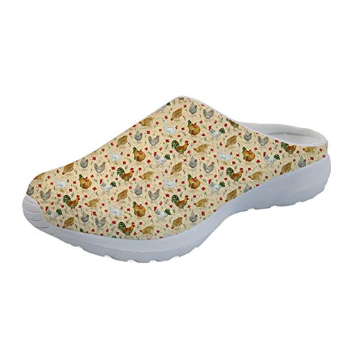 Coloranimal Wherever Slip On Sandalen süße Cartoon Huhn Familie Hausschuhe bequem, - Huhn bedruckt 3 - Größe: 39 EU von Coloranimal