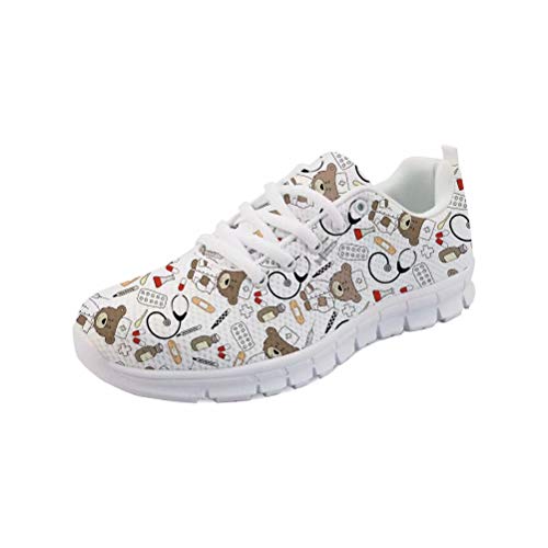 Coloranimal White Pediatrics Krankenschwester Puzzle Running Jogging Sneakers für Frauen Mädchen Go Easy Walking Flats Lässige DailyShoes Air Mesh Leichte Tennisschuhe Größe EU37 von Coloranimal