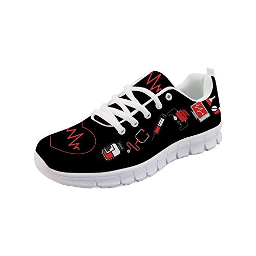 Coloranimal Womens Sneakers Leichte athletische Laufen Gehen Wohnungen Cartoon Krankenschwester Herz Design Wandern Jogger Sportschuhe Langlebig, Nurse Heart-3, 41 EU von Coloranimal