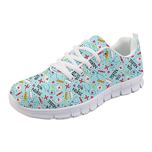 Coloranimal Fashion Nurse Printed Schuhe für Frauen Air Mesh Lace Up Flache Turnschuhe , Nurse Pattern-8, 40 EU von Coloranimal