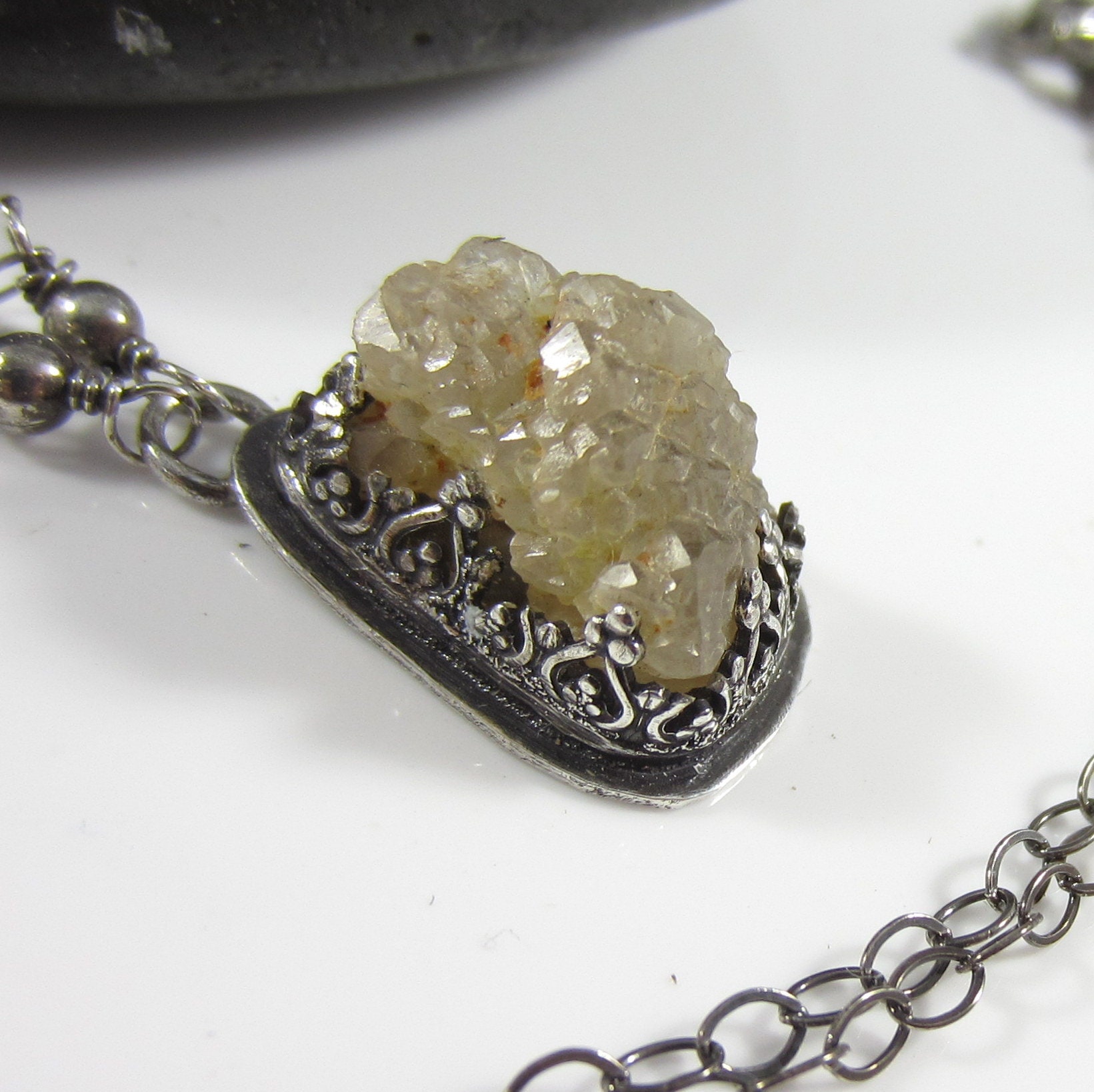 Bubbling Up Halskette - Petite Smoky Quarz in Sterling Silber von ColoredRock