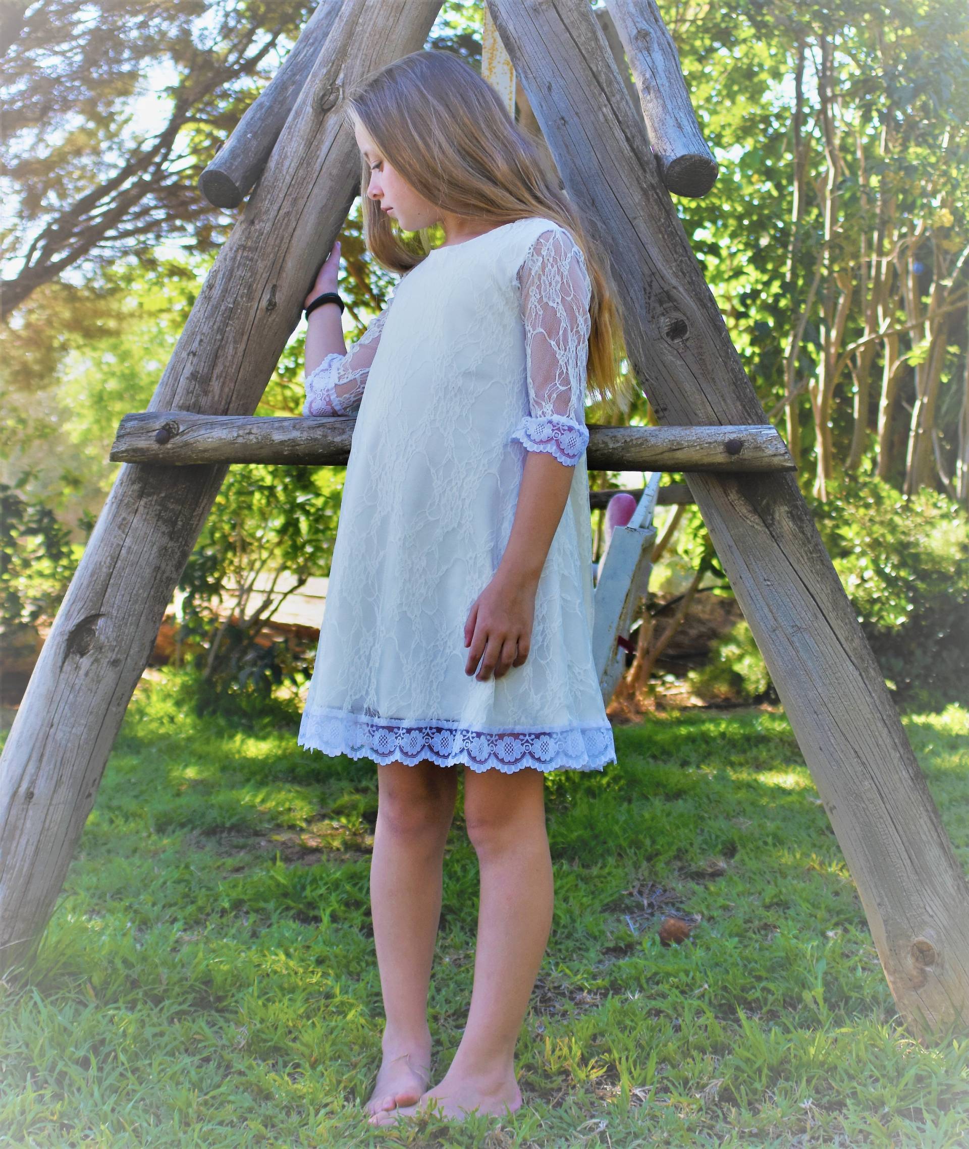 Elfenbeinfarbenes Partykleid Für Mädchen - Mädchenkleid in Elfenbeinfarbe Im Teenageralter von ColoresForYou