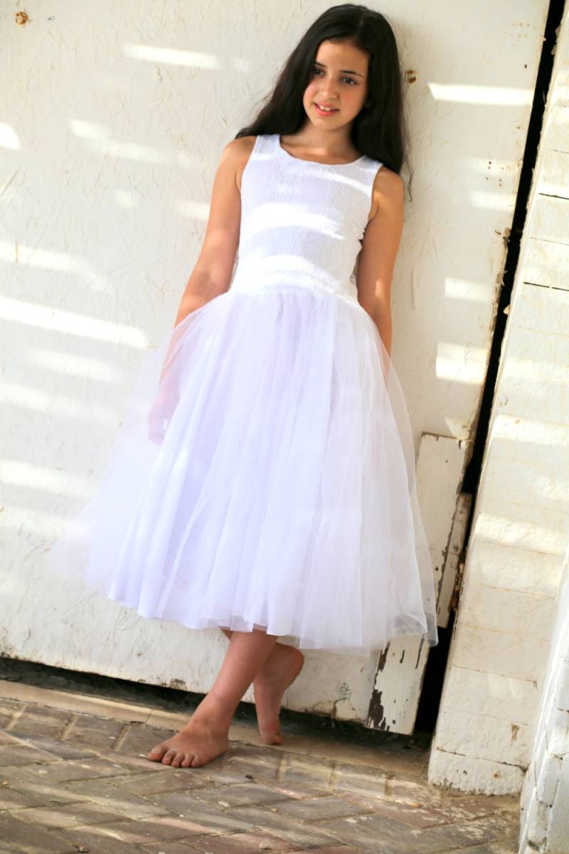 Flowergirl Kleid - Weißem Tüll Und Spitze-Kleid Für Mädchen Twirlend Weiße Spitze Tüll-Kleid Prinzessin Sommerkleid von ColoresForYou