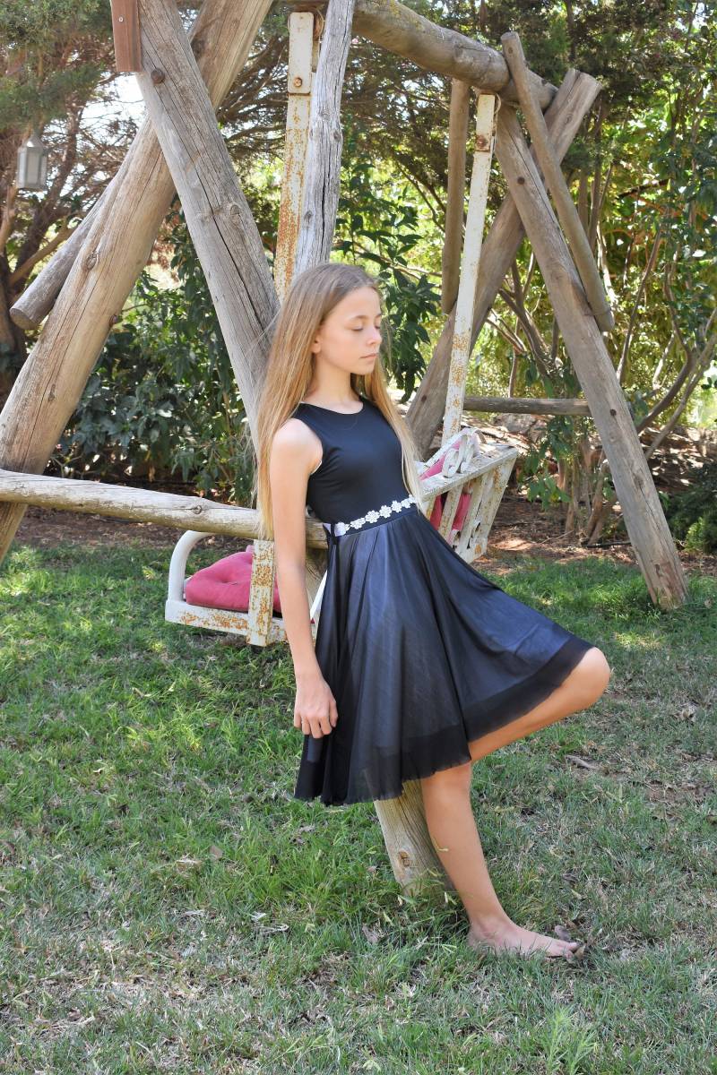 Schwarz Und Weiß-Kleid Für Mädchen - Sommer Schwarz Teenager-Mädchen-Kleid Junge Dame Kleid Chiffon Ballerina von ColoresForYou