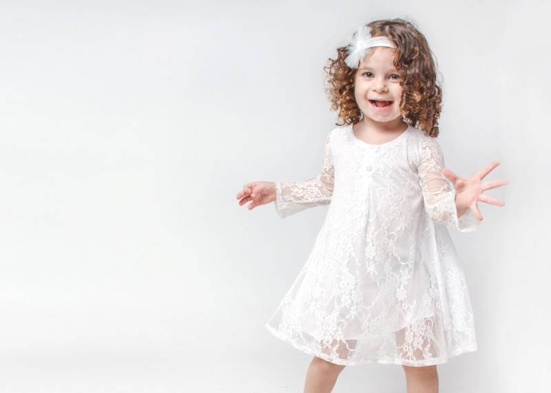 Weißes Langarm-Partykleid Für Mädchen - Mädchen-Weißes Spitzenkleid Kleinkind-Mädchen von ColoresForYou