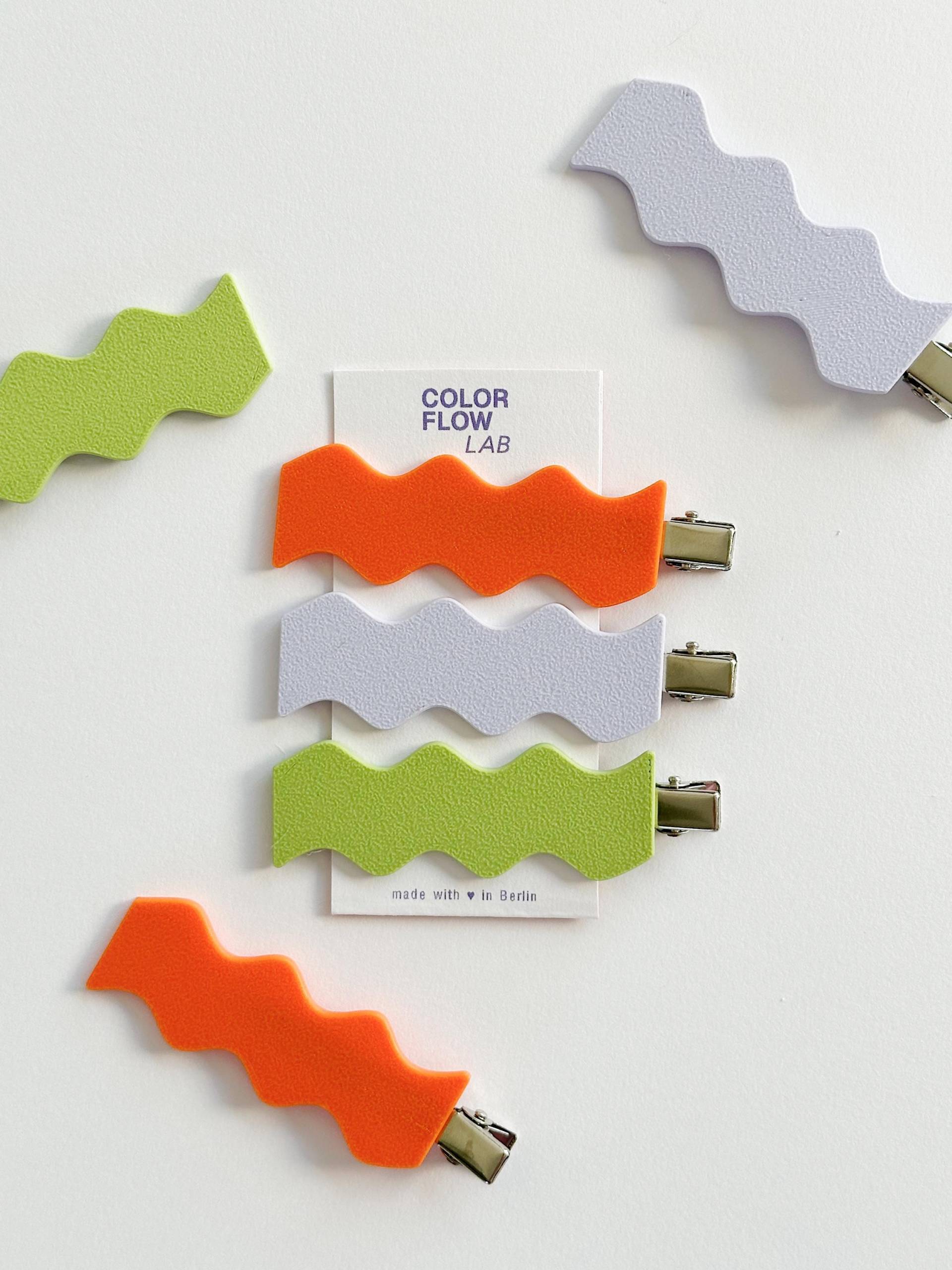 Colorblocking Wellen-Haarspangen 3D-Gedrucktes 3-Er Set Süße Accessoires Für Moderne Hairstyles | Leicht & Langlebig von ColorflowLab