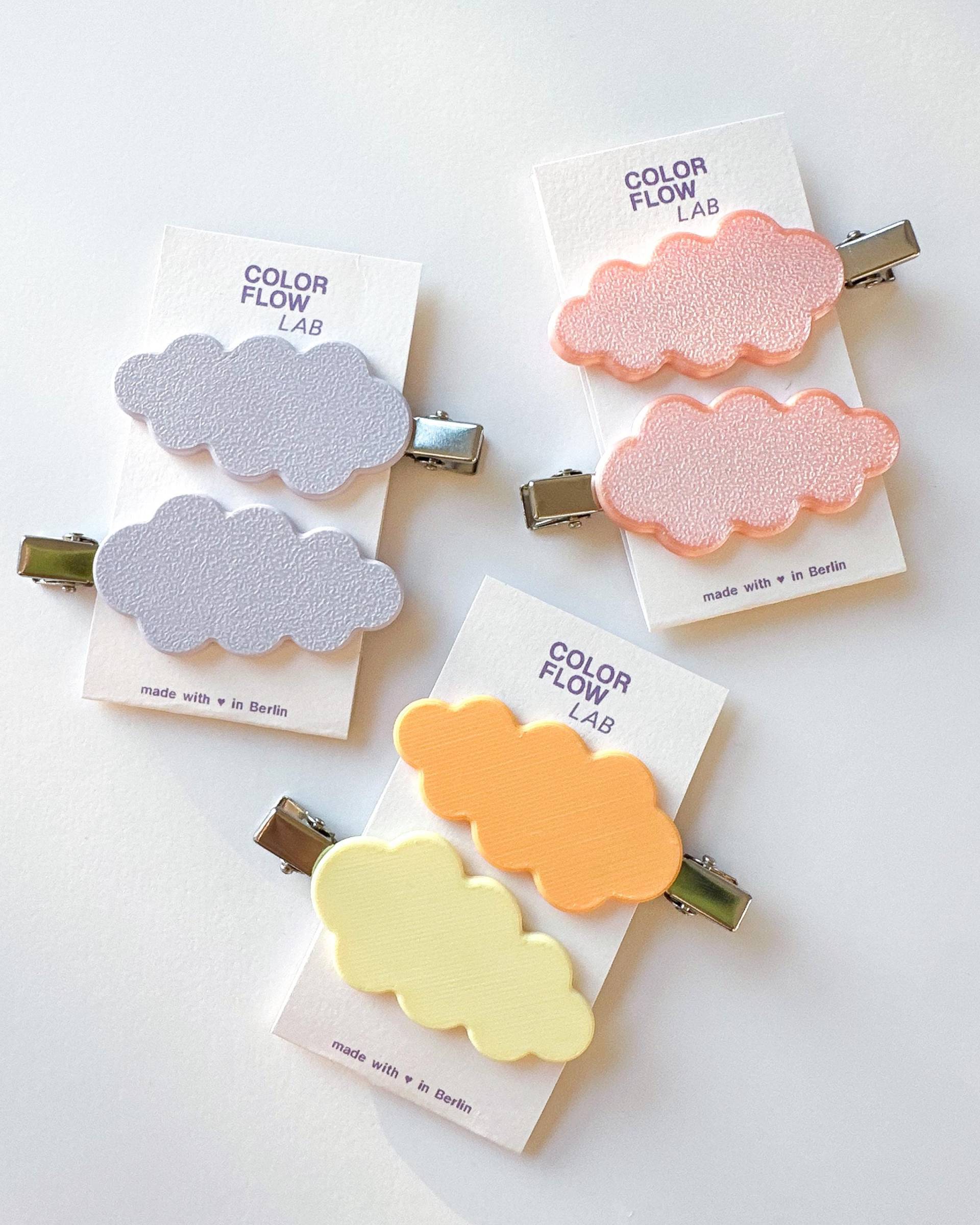 Pastellfarbene Wolken-Haarspangen 3D-Gedrucktes 2-Er Set Süße Accessoires Für Moderne Hairstyles | Leicht & Langlebig von ColorflowLab