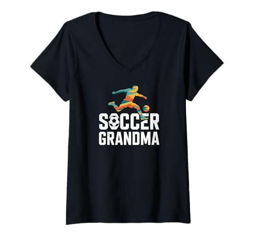 Damen Fußball-Oma Lebendige athletische Leidenschaft T-Shirt mit V-Ausschnitt Damen Fußball-Oma Lebendige athletische Leidenschaft T-Shirt mit V-Ausschnitt von Colorful Athletic Grandma Sports Enthusiast