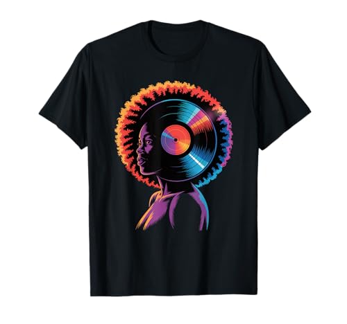Afro Woman Kopfhörer Vibrant Music Wave Portrait Damen Herren T-Shirt von Colorful Audio Culture Art Black Girl Rhythm Love