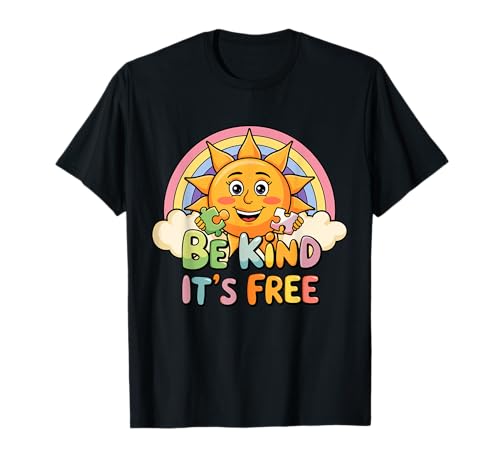 Be Kind It’s Free Autism Awareness Puzzle Sun Autism Support T-Shirt Be Kind It’s Free Autism Awareness Puzzle Sun Autism Support T-Shirt von Colorful Autism Awareness Puzzle Pieces Unity