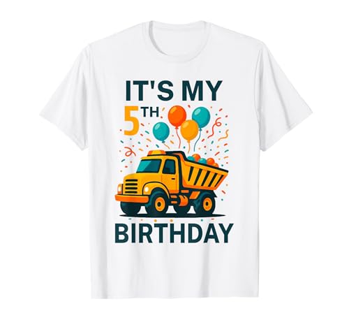 It's My 5th Birthday Muldenkipper Lustiger Geburtstag Kinder Jungen T-Shirt It's My 5th Birthday Muldenkipper Lustiger Geburtstag Kinder Jungen T-Shirt von Colorful Birthday Truck Party Apparel for Toddlers