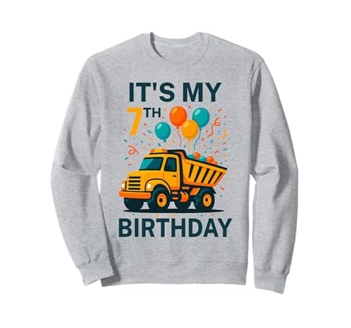 It's My 7th Birthday Muldenkipper Lustiger Geburtstag Kinder Jungen Sweatshirt von Colorful Birthday Truck Party Apparel for Toddlers