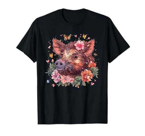 Süßes Wildschwein mit Blumen I Kids Boar T-Shirt Süßes Wildschwein mit Blumen I Kids Boar T-Shirt von Colorful Boar Art I Cartoon Boar