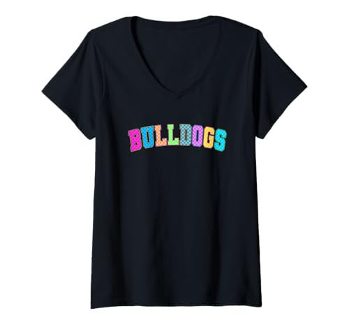 Damen Der Geist der Bulldoggen Colorful Pride Enthusiasten T-Shirt mit V-Ausschnitt Damen Der Geist der Bulldoggen Colorful Pride Enthusiasten T-Shirt mit V-Ausschnitt von Colorful Bulldogs Lovers Pride Expression