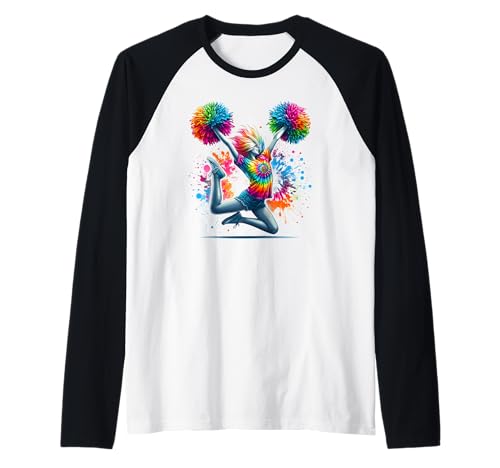 Tie Dye Cheerleader Pom Poms Cheerleading Cheer Girls Outfit Raglan Tie Dye Cheerleader Pom Poms Cheerleading Cheer Girls Outfit Raglan von Colorful Cheerleading Costume Gifts