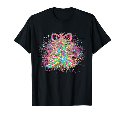 Bunte Kokette Schleife Weihnachtsbaum Niedlich Mädchen Weihnachten T-Shirt Bunte Kokette Schleife Weihnachtsbaum Niedlich Mädchen Weihnachten T-Shirt von Colorful Coquette Christmas Tree Merry And Bright