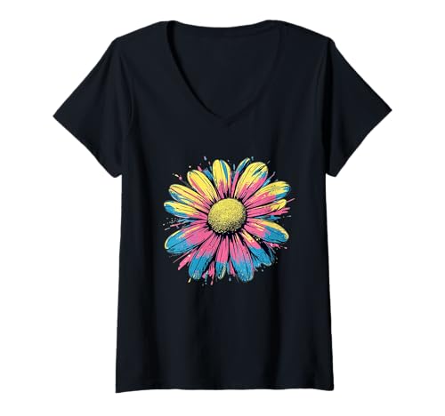 Damen Lebendiges Gänseblümchen-Kostüm für hübsche Gänseblümchen T-Shirt mit V-Ausschnitt Damen Lebendiges Gänseblümchen-Kostüm für hübsche Gänseblümchen T-Shirt mit V-Ausschnitt von Colorful Daisies