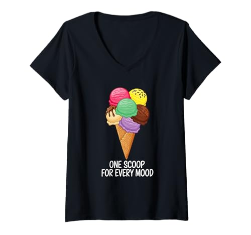 Damen Lustiges Eistüten-T-Shirt mit einer Schaufel für jede Stimmung T-Shirt mit V-Ausschnitt Damen Lustiges Eistüten-T-Shirt mit einer Schaufel für jede Stimmung T-Shirt mit V-Ausschnitt von Colorful Dessert Vibes Sweet Food Humor Tees
