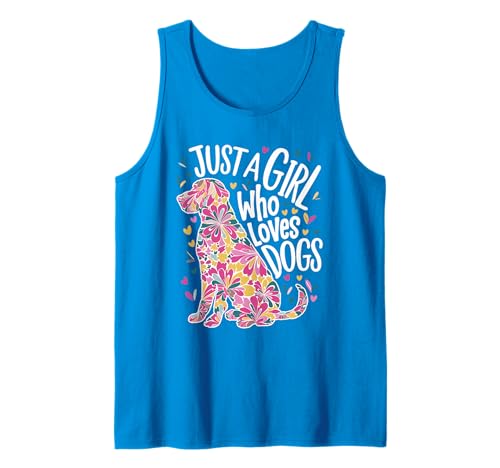 mit Hunden EIN Mädchen und ihre Mädchen nur EIN Mädchen, das Hunde liebt Tank Top von Colorful Dog with dogs a girl and her dog quote