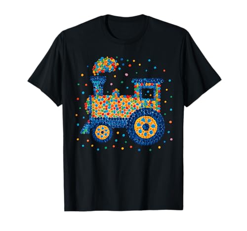 Bunte Punktkunst-Zug-Dampfmaschine für Kunstlehrer und Kinder T-Shirt Bunte Punktkunst-Zug-Dampfmaschine für Kunstlehrer und Kinder T-Shirt von Colorful Dot Designs