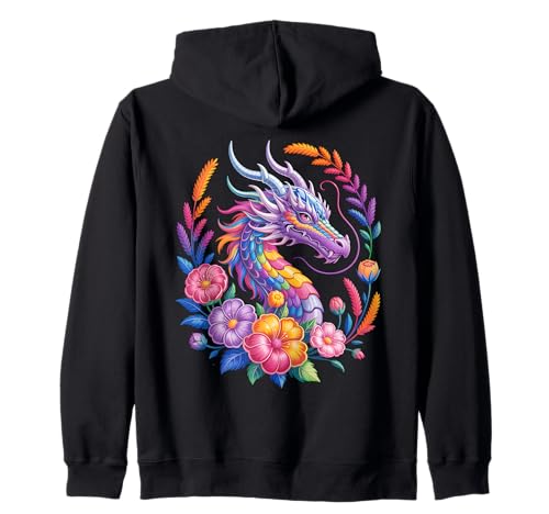 Aquarell Drachen Blumen Schöne Kunst Bunt Damen Herren Kapuzenjacke Aquarell Drachen Blumen Schöne Kunst Bunt Damen Herren Kapuzenjacke von Colorful Dragon Flowers Clothing For Kids Girls