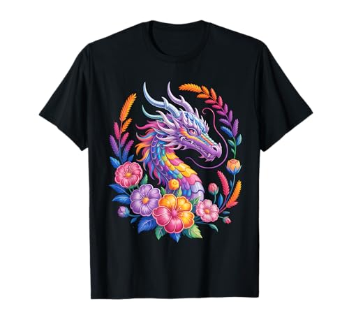 Aquarell Drachen Blumen Schöne Kunst Bunt Damen Herren T-Shirt Aquarell Drachen Blumen Schöne Kunst Bunt Damen Herren T-Shirt von Colorful Dragon Flowers Clothing For Kids Girls