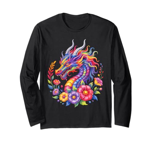 Drachenblumen Buntes Aquarell Schöne Kunst Damen Herren Langarmshirt Drachenblumen Buntes Aquarell Schöne Kunst Damen Herren Langarmshirt von Colorful Dragon Flowers Clothing For Kids Girls